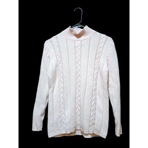 Vintage 1980's  Light Pink Yardworks Women's Long Sleeve Mock Neck Sweater Small